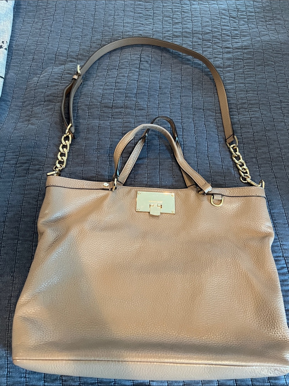 Michael Kors Taupe leather Tote with Gold Hardware -